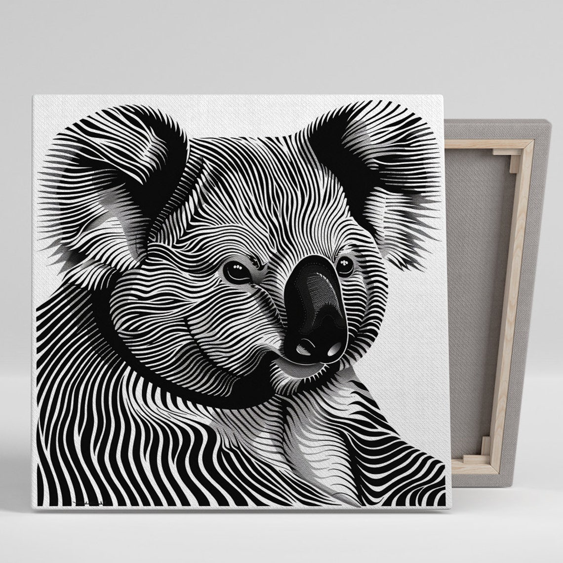 Koala Face Black and White Optical Illusion Line Art Minimalist Poster