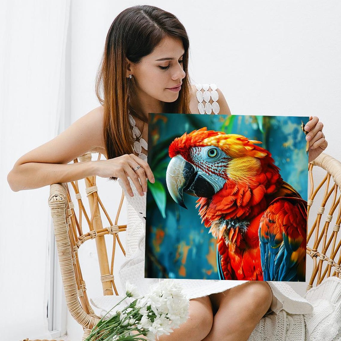 Scarlet Macaw Parrot Close-Up Vibrant Tropical Bird Wall Art Poster - Image 3