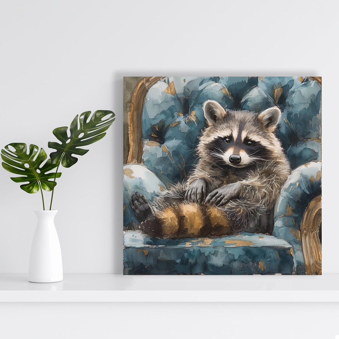 Regal Raccoon Repose Art Print, Whimsical Animal Decor - Image 2