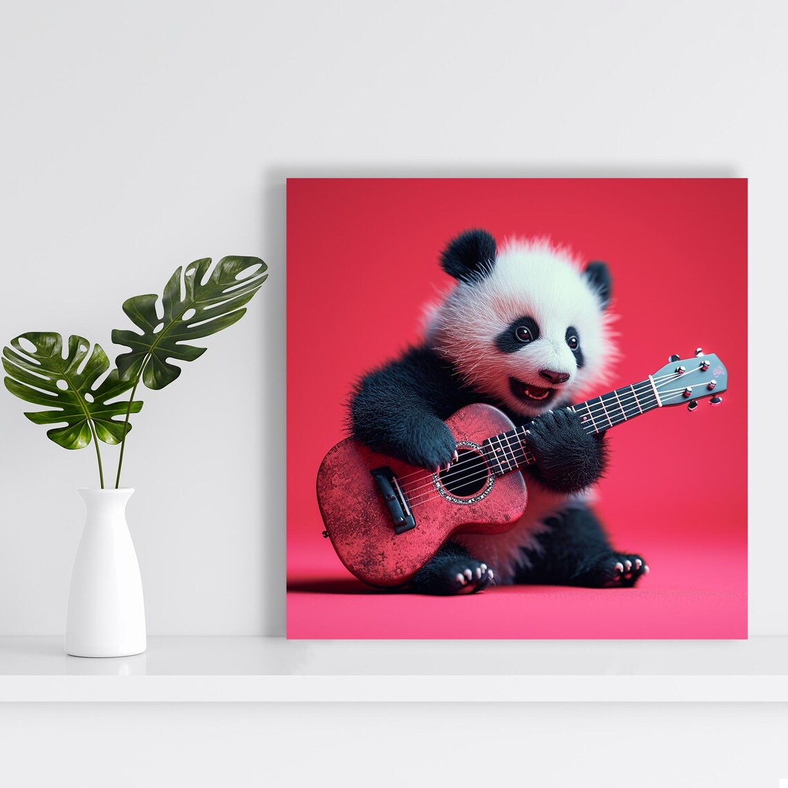 Rockstar Panda Serenade, Whimsical Animal Art Print - Image 2