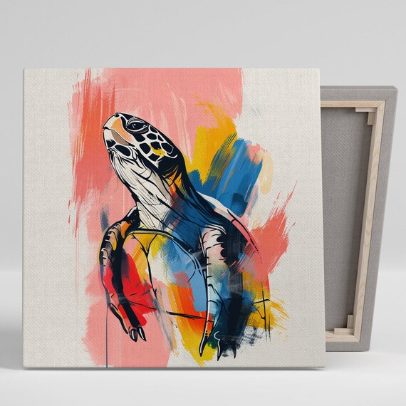 Sea Turtle Odyssey Art Or Poster Contemporary Animal Decor Living Room Bedroom Office Children Room Art Vibrant Colorful Abstract