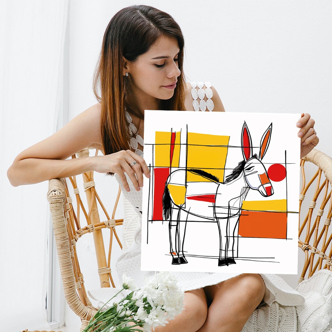 Geometric Donkey Abstract Print, Modern Decor - Image 3