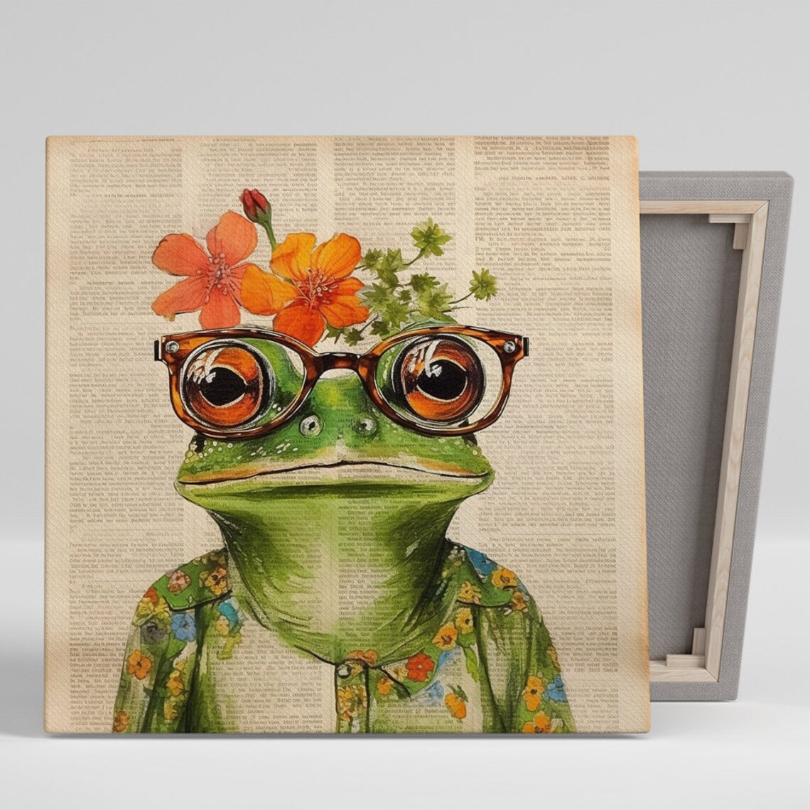 Whimsical Frog Scholar Art Print, Bohemian Rustic Decor
