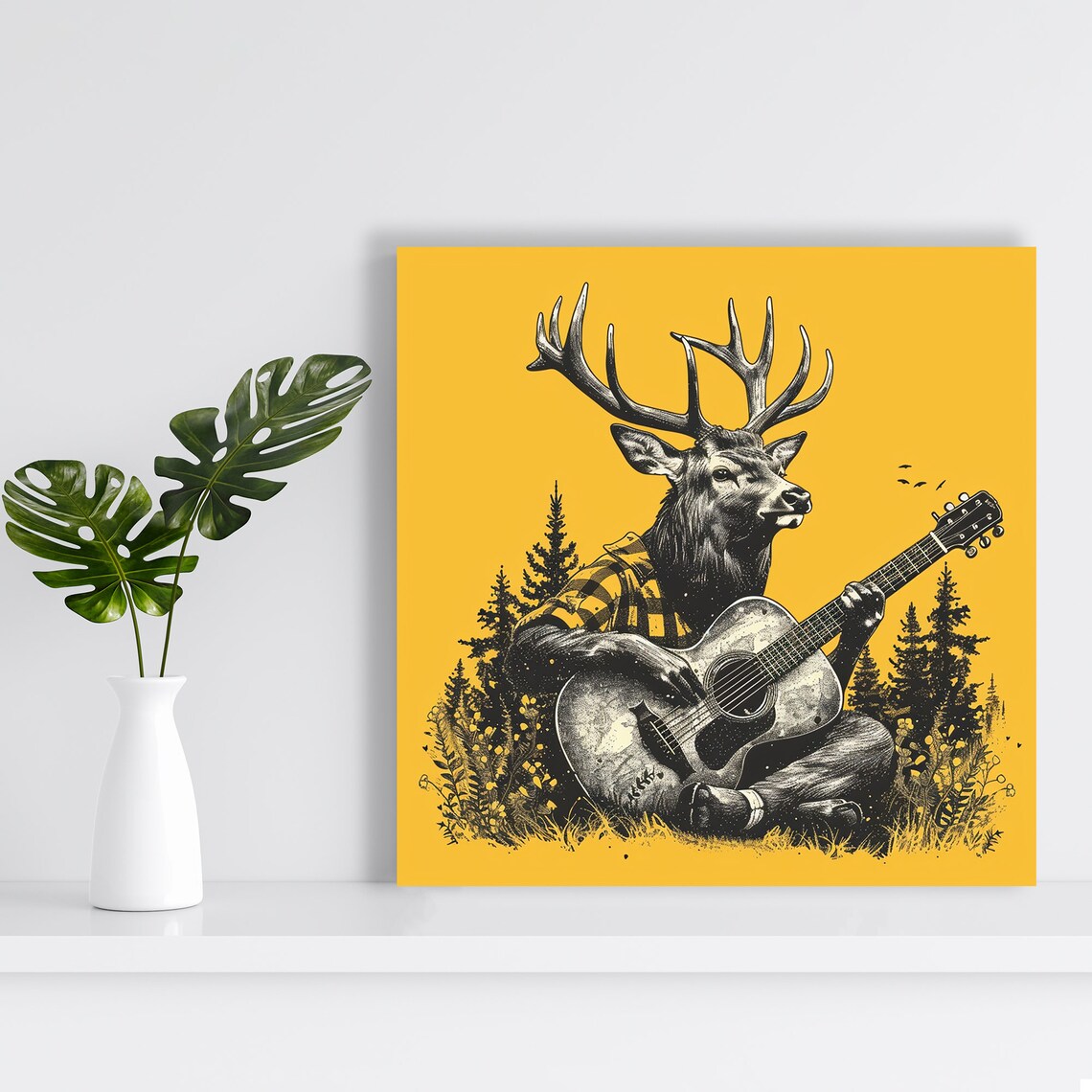 Deer Whimsical Rustic Living Room Wall Art Print - Image 2