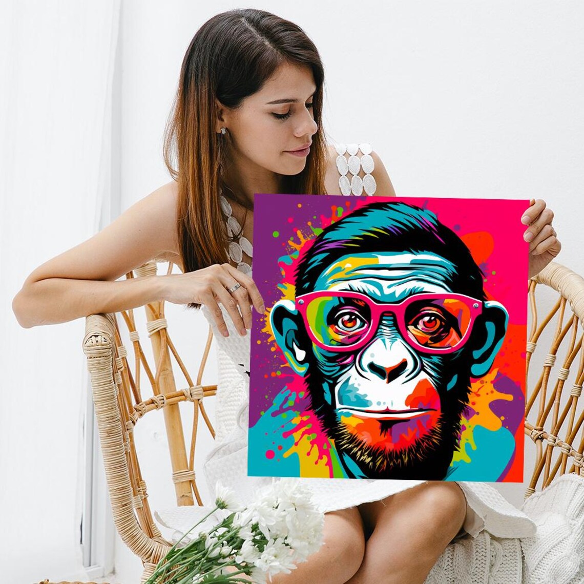 Funky Chimp Spectacle Art Print, Kids Room Decor - Image 3
