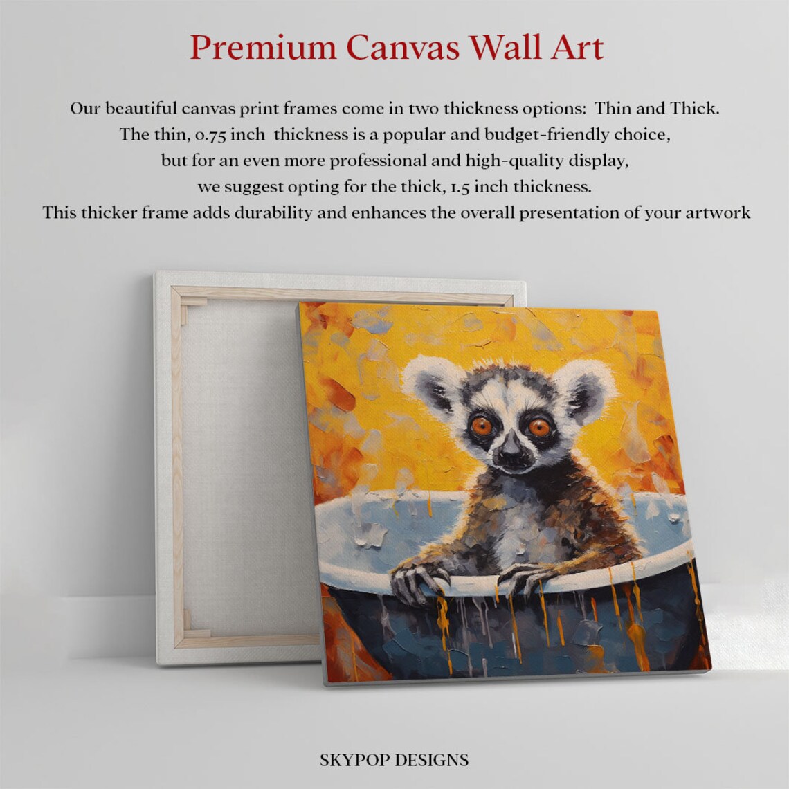 Lemur In Bathtub, Modern Bathroom Nursery Art Print - Image 2