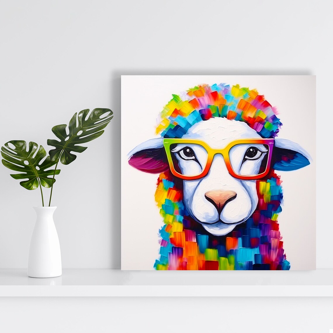 Rainbow Sheep Spectacles, Whimsical Pop Art Print - Image 2