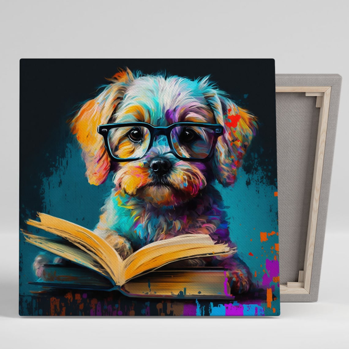 Dog With Glasses Contemporary Wall Art Poster