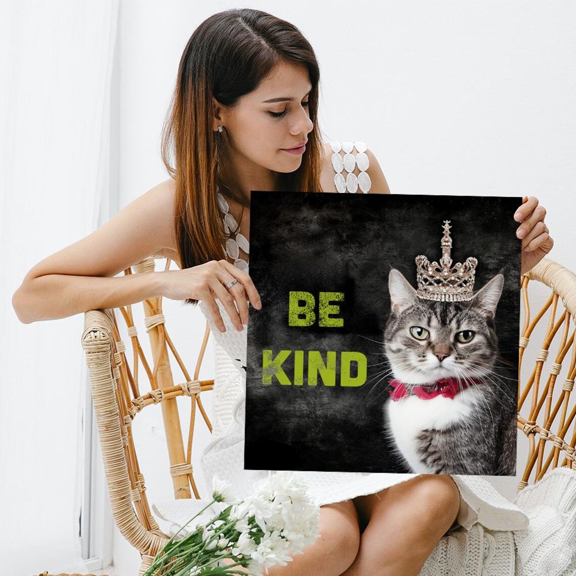 Whimsical Cat Regal Kindness Art Print, Modern Decor - Image 3