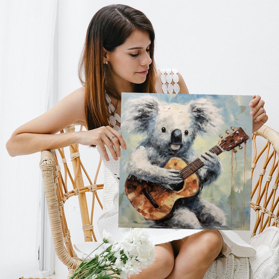 Koala Wall Art, Whimsical Modern Rustic Poster - Image 3