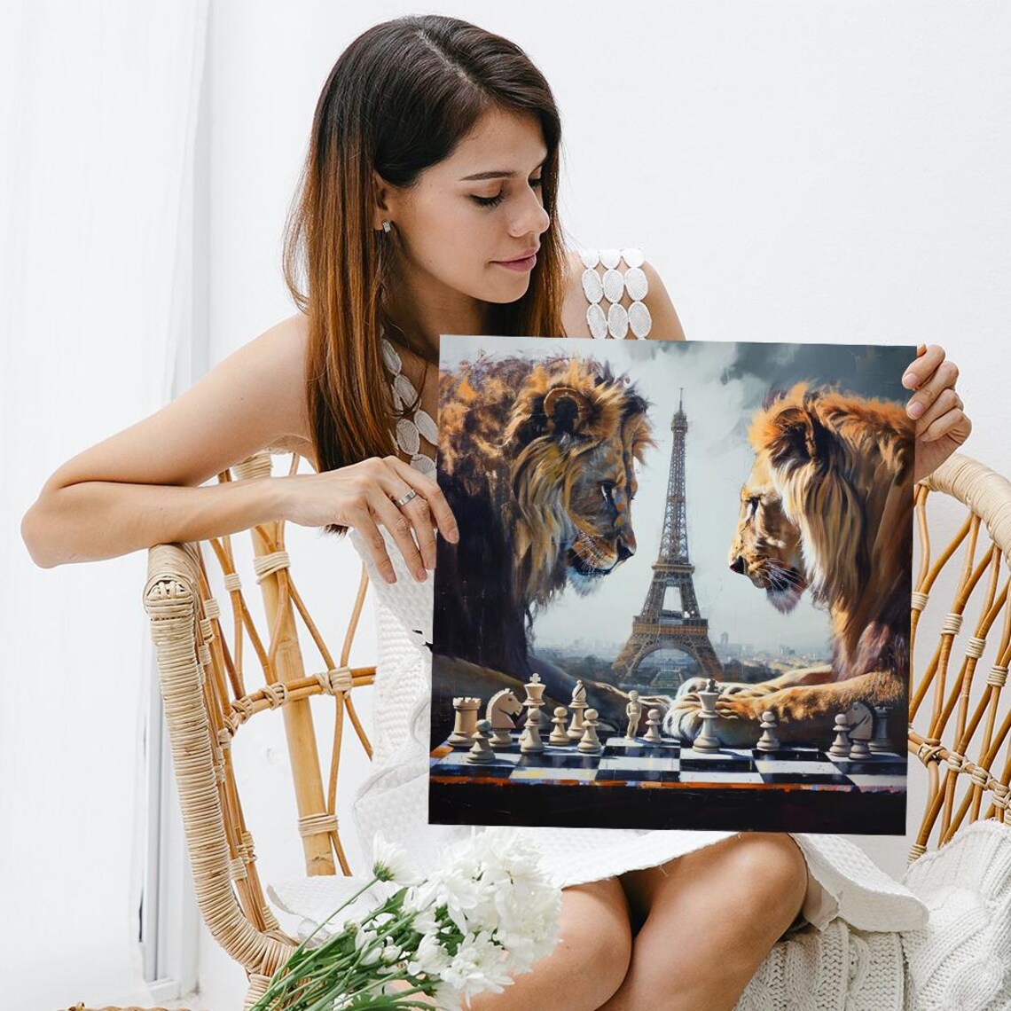 Lion Chess Surrealism Art Print, Modern Decor - Image 3