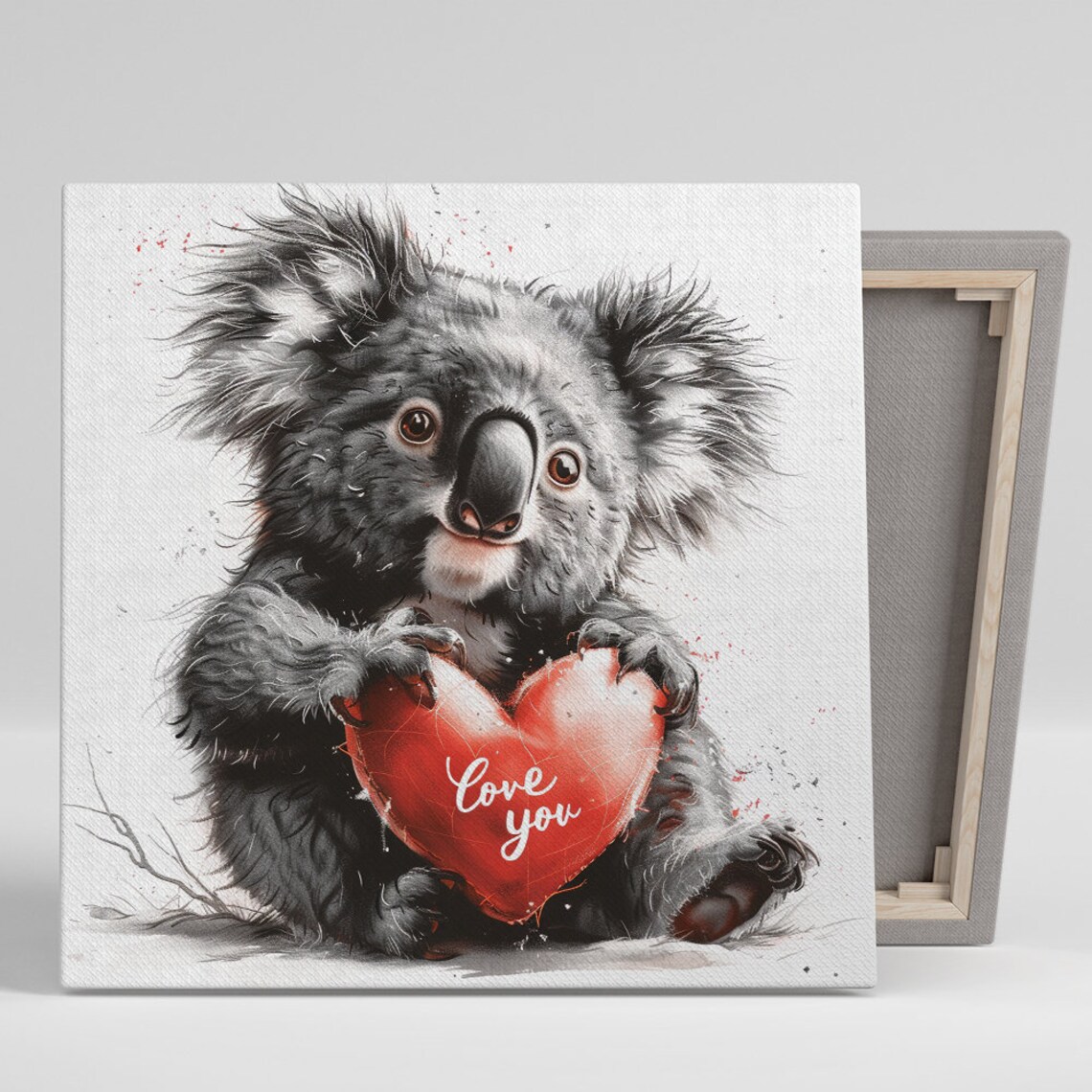 Koala Holding Love You Red Heart Valentine Cute Sweet Animal Poster
