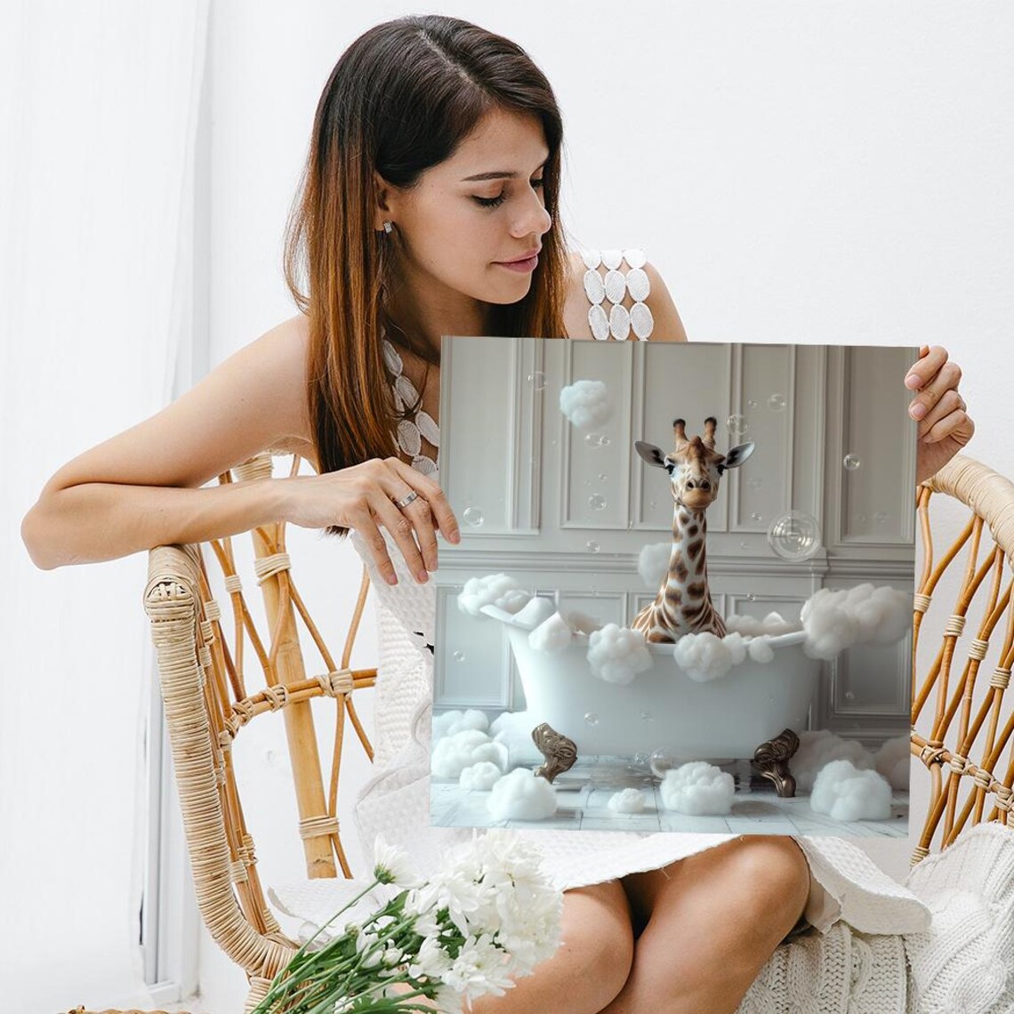 Bubbly Giraffe Art Print, Whimsical Nursery Decor - Image 3