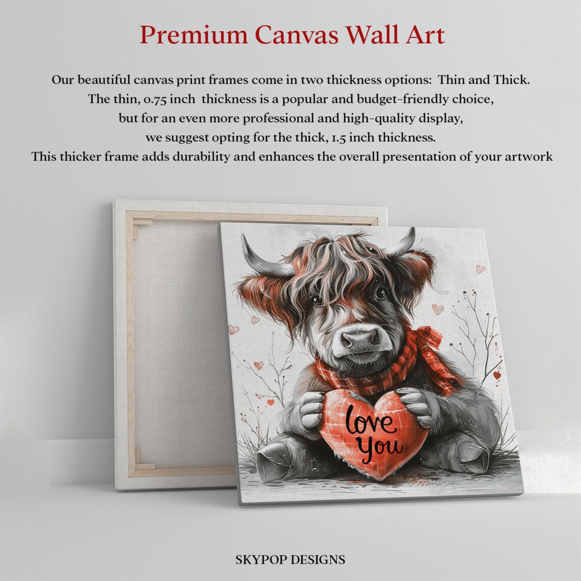 Highland Cow Valentine Poster Print, Rustic Farmhouse - Image 3