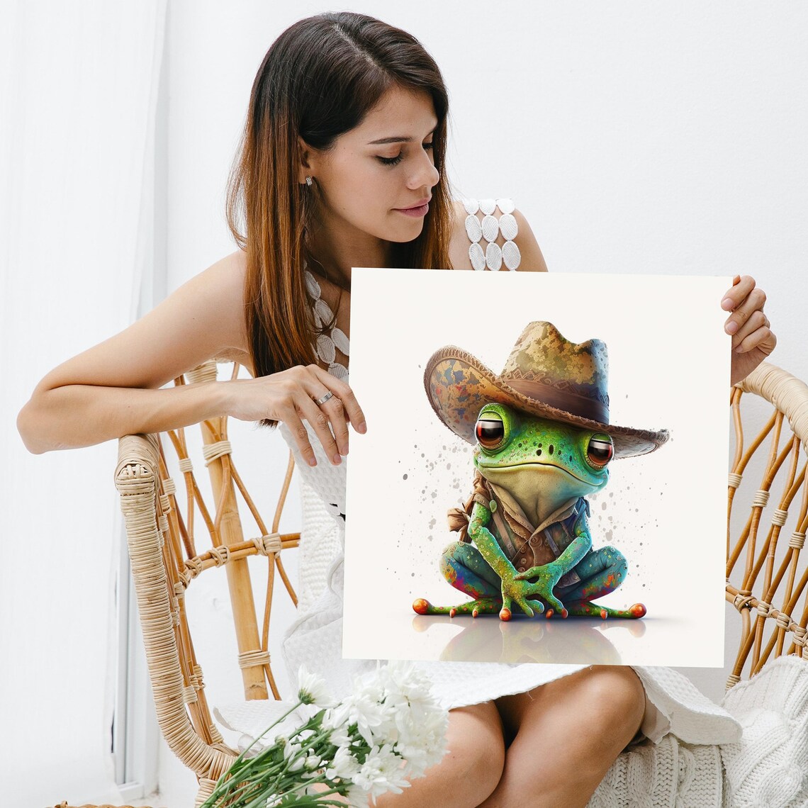Hat-Wearing Frog Fashionista Art Poster Print - Image 3