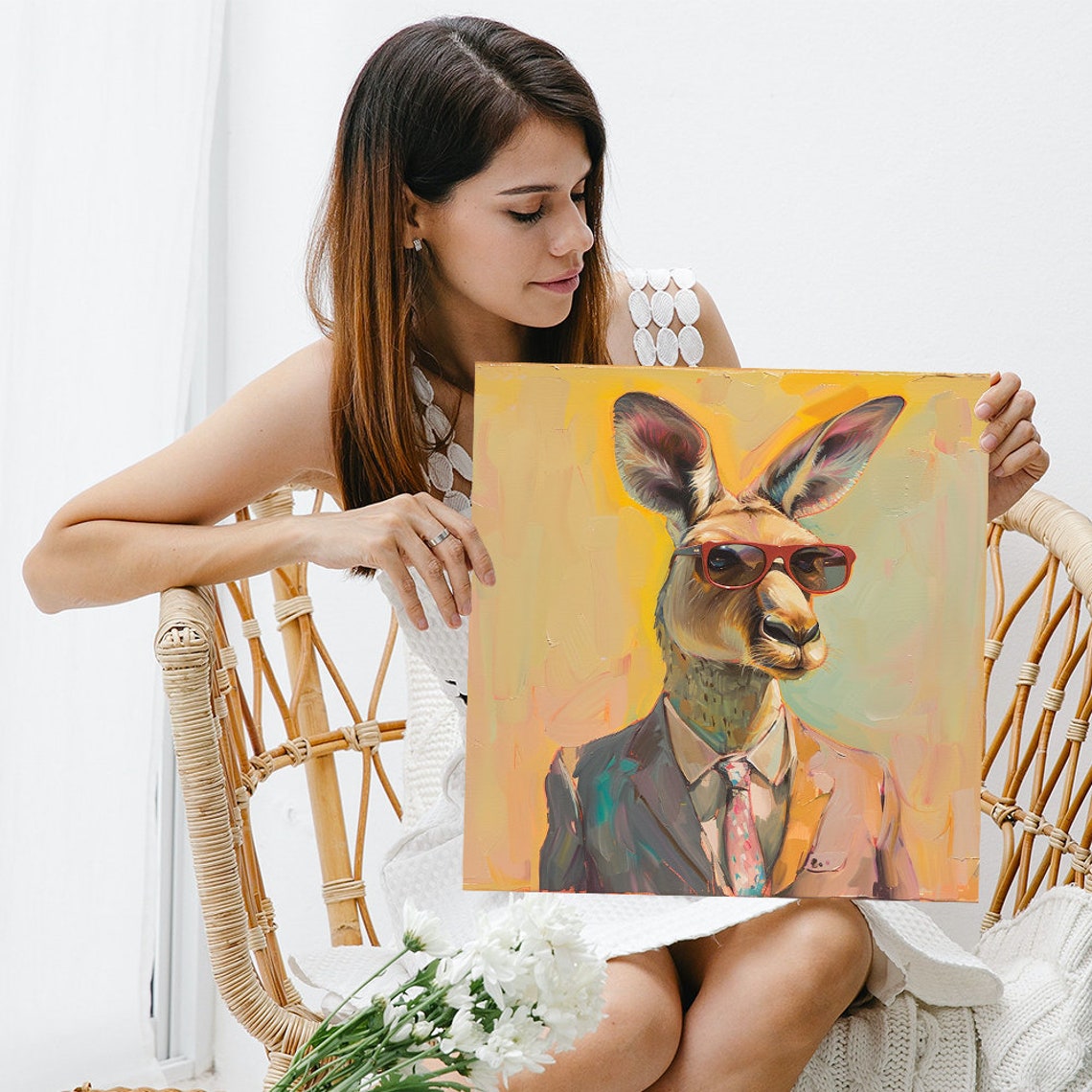 Kangaroo Suit Tie Red Sunglasses Dapper Hipster Portrait Wall Art - Image 3