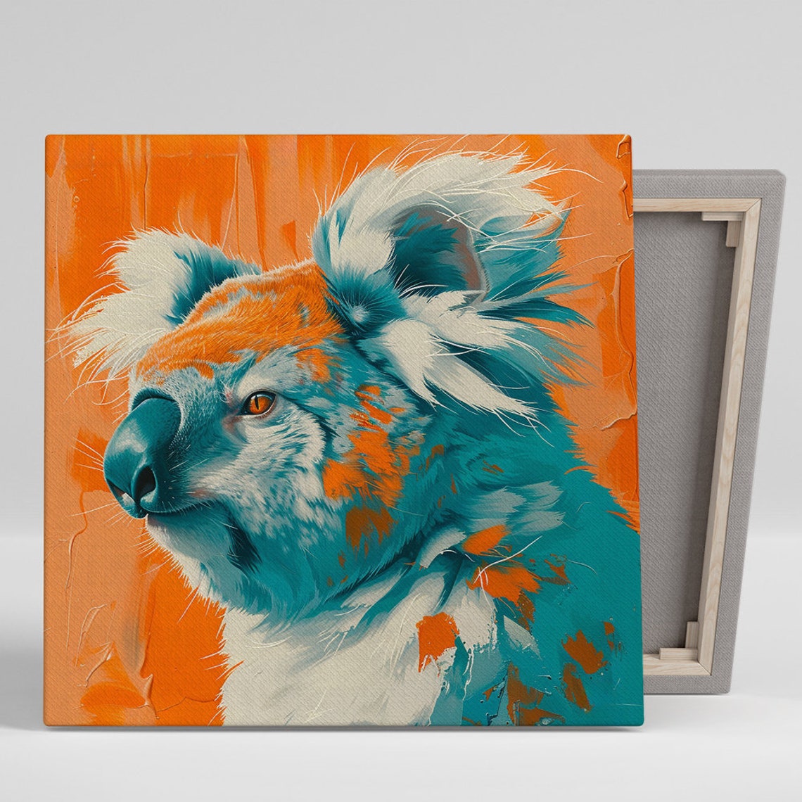 Teal Orange Koala Portrait Dramatic Bold Contemporary Animal Poster
