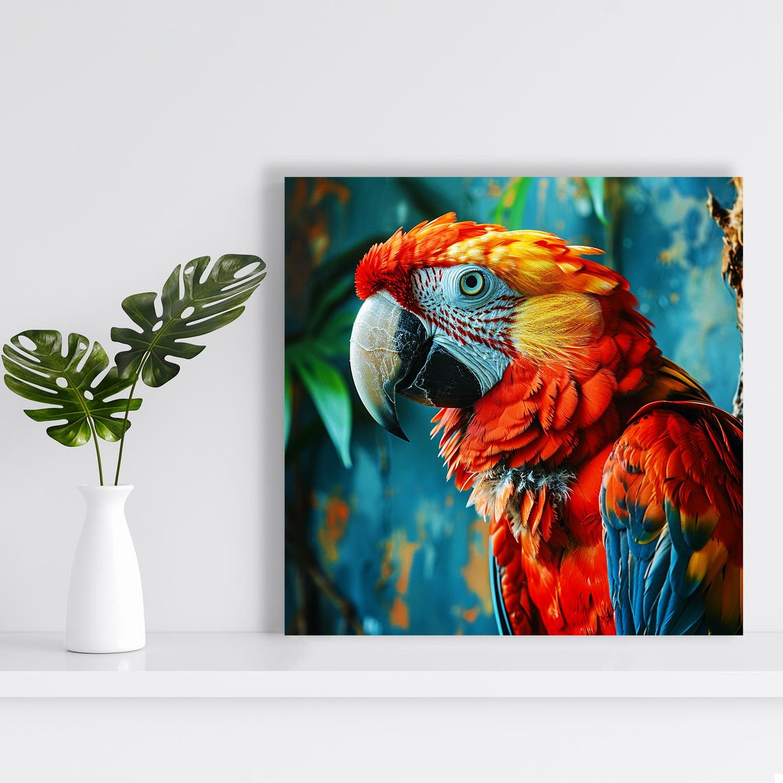 Scarlet Macaw Parrot Close-Up Vibrant Tropical Bird Wall Art Poster - Image 2