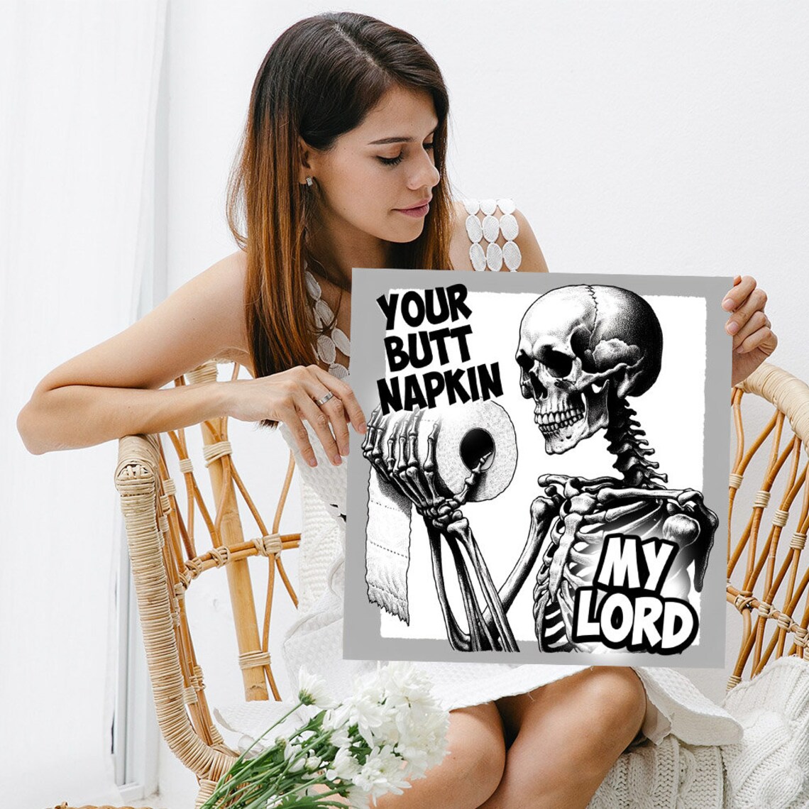 Skull Bathroom Wall Art Print, Spooky Gothic Decor - Image 3
