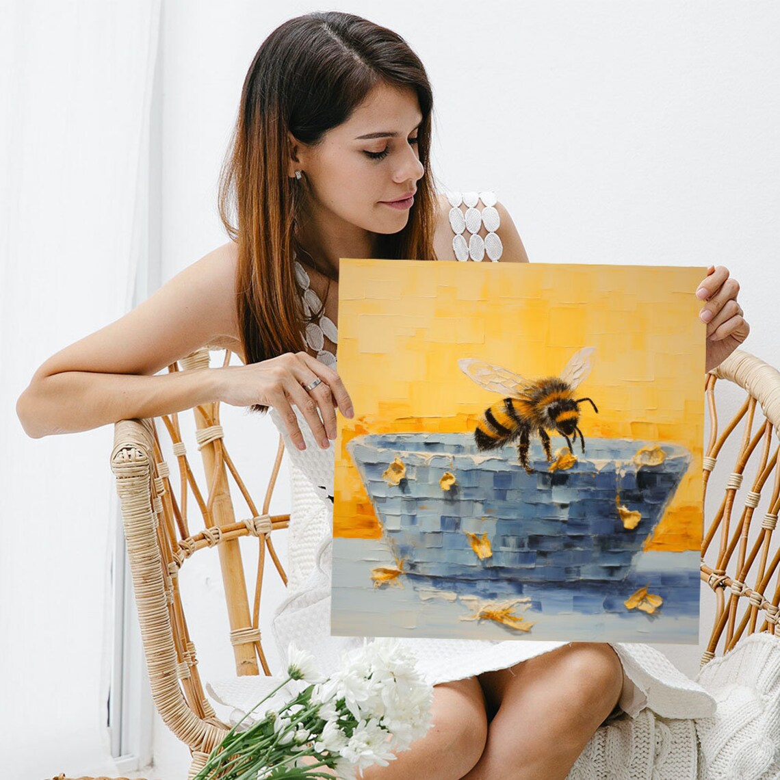 Honey Bee in Bathtub Poster, Bathroom Animal Decor - Image 3