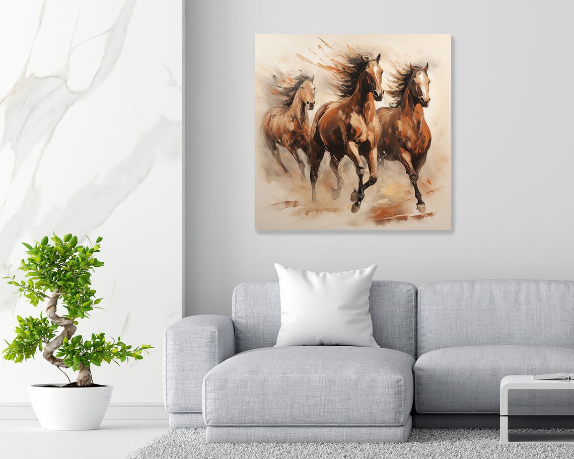 Horses Contemporary Art Print for Living Room - Image 2