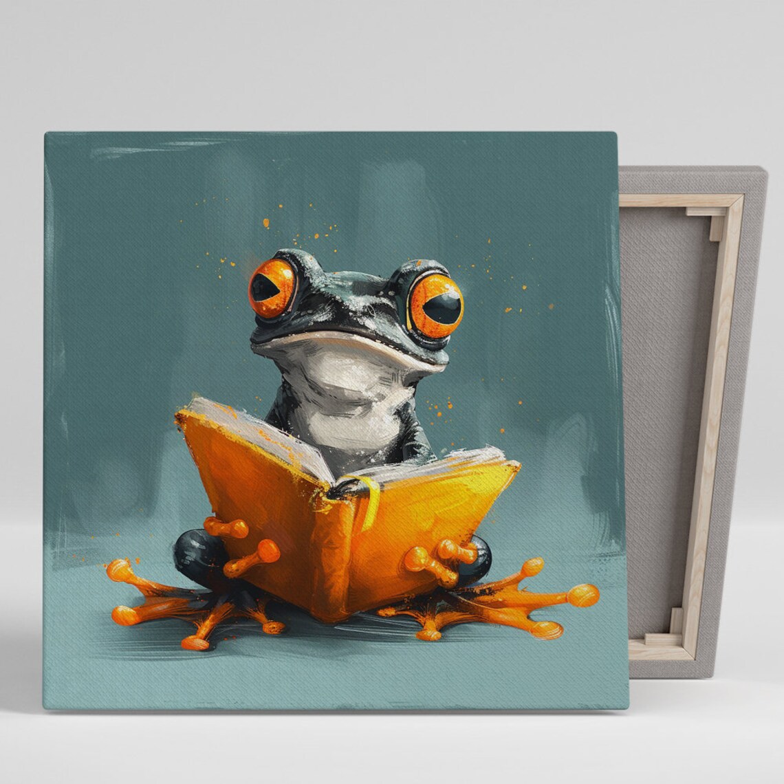 Bibliophile Frogs Enlightenment, Whimsical Art Print