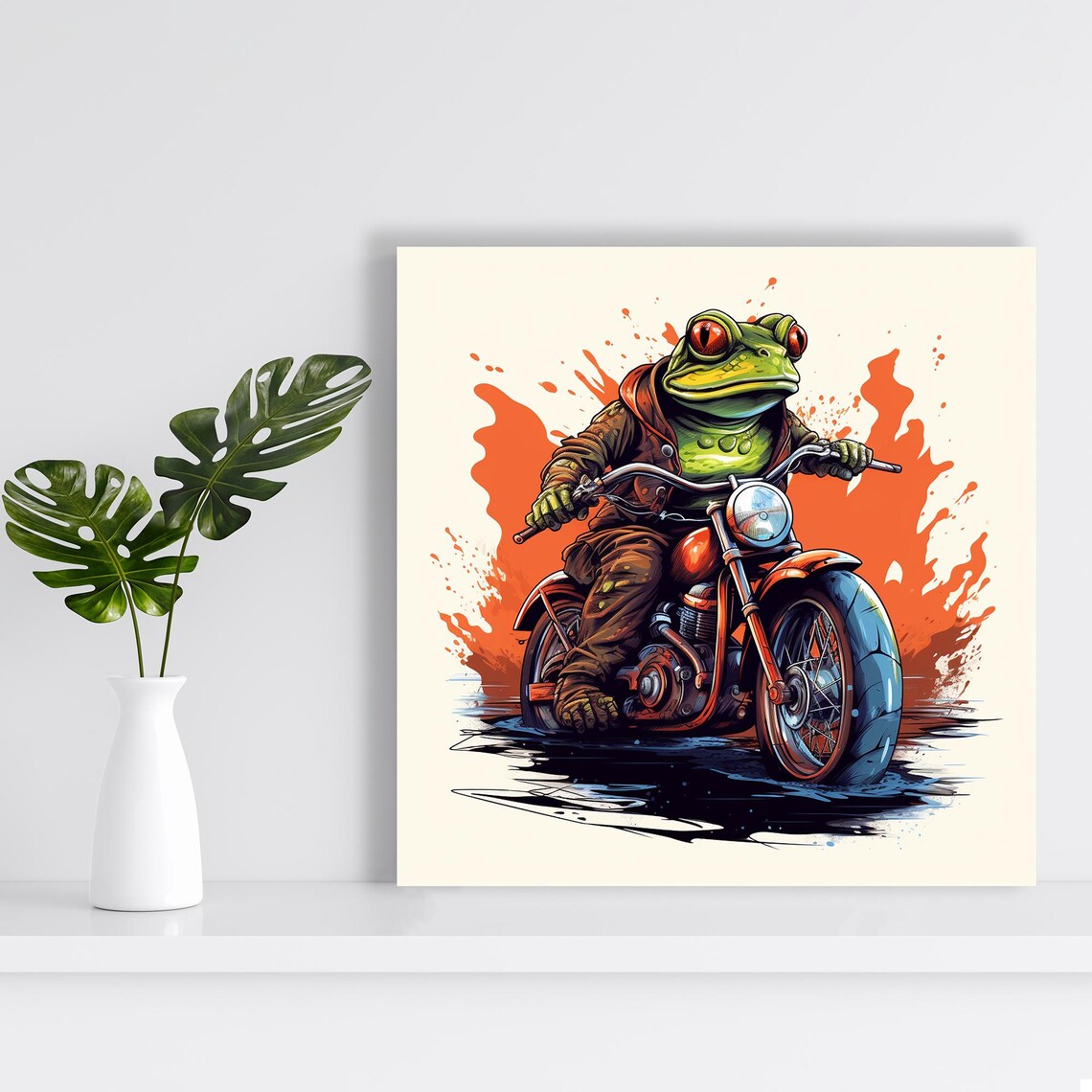 Whimsical Frog Biker Art Print, Game Room Decor - Image 2