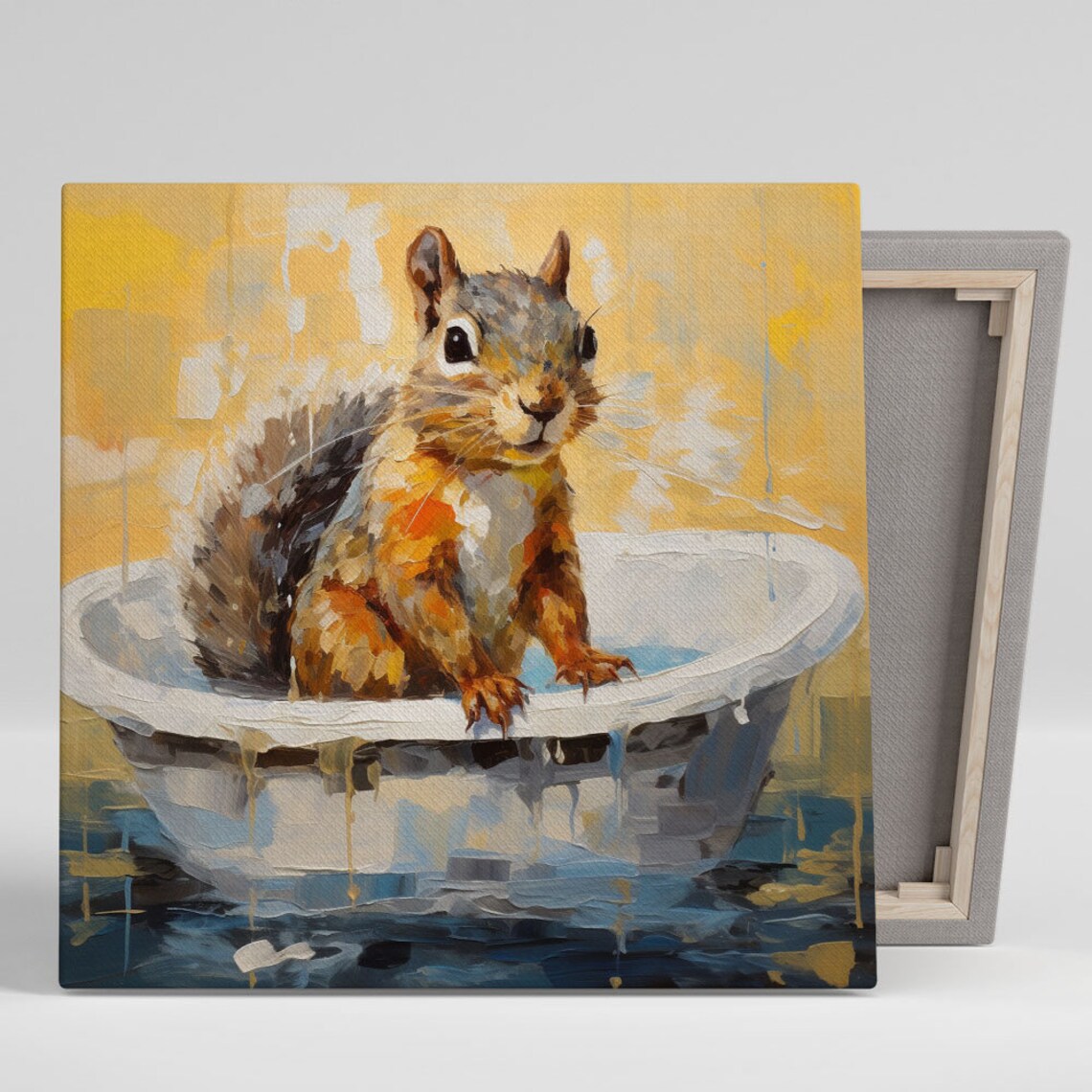 Squirrel In Bathtub Poster, Modern Bathroom Decor