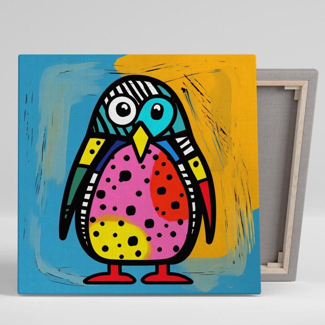 Cubist Penguin Pop Art Poster, Whimsical Nursery Decor