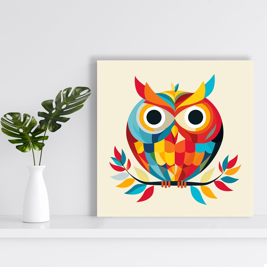 Owl Wisdom Whimsical Contemporary Wall Art Print - Image 2