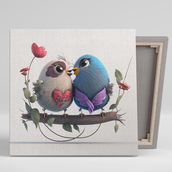 Love Birds Valentine's Day Poster, Romantic Wall Decor