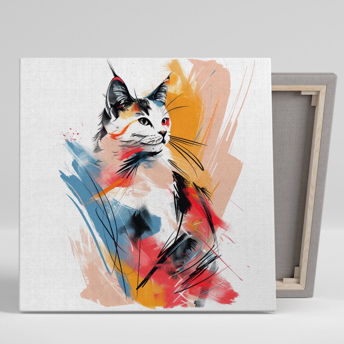 Whimsical Cat Wall Art Print, Modern Home Decor