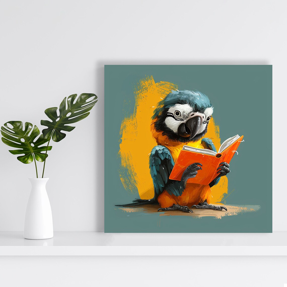 Scholarly Parrot Whimsical Animal Poster Print - Image 2