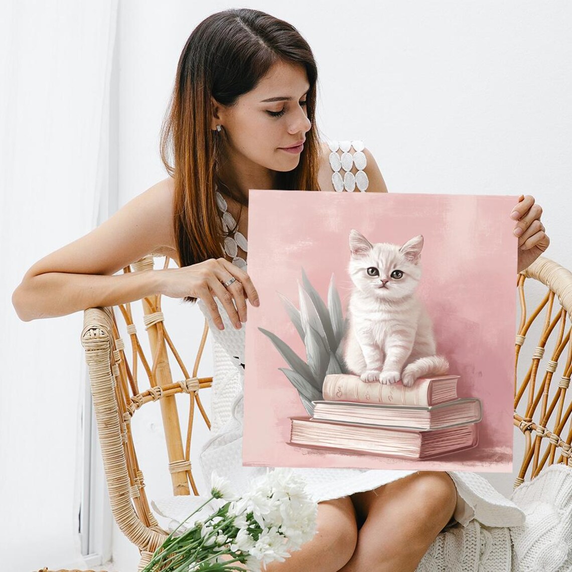 Kitten Art Print, Minimalist Animal Decor for Nursery - Image 3