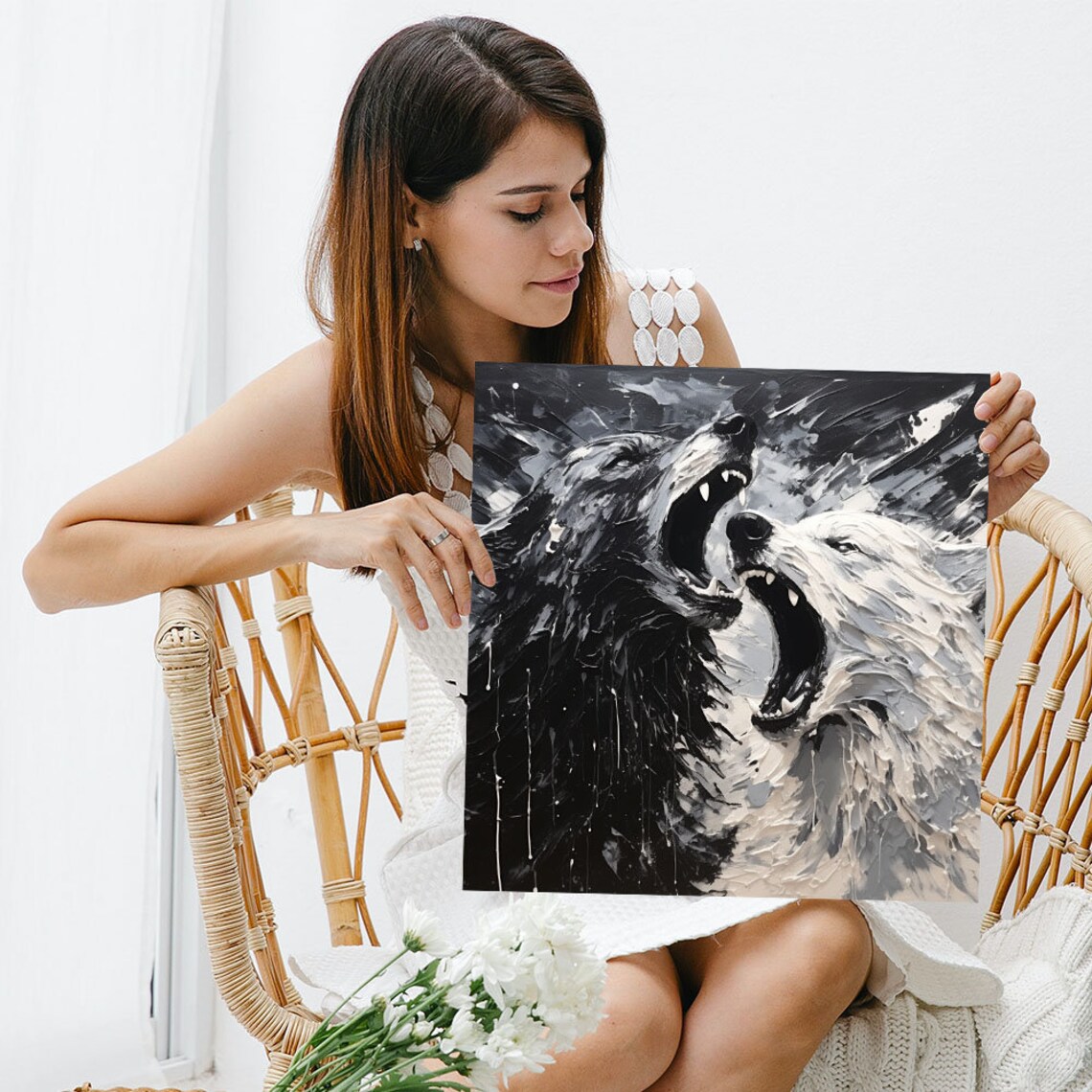 Howling Wolf Art Print, Modern Wildlife Decor - Image 5