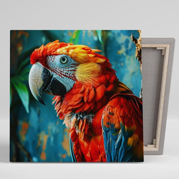 Macaw Majesty Art Or Poster Vibrant Tropical Decor Living Room Bedroom Office Sunroom Art Red Orange Blue Yellow Animal Decor