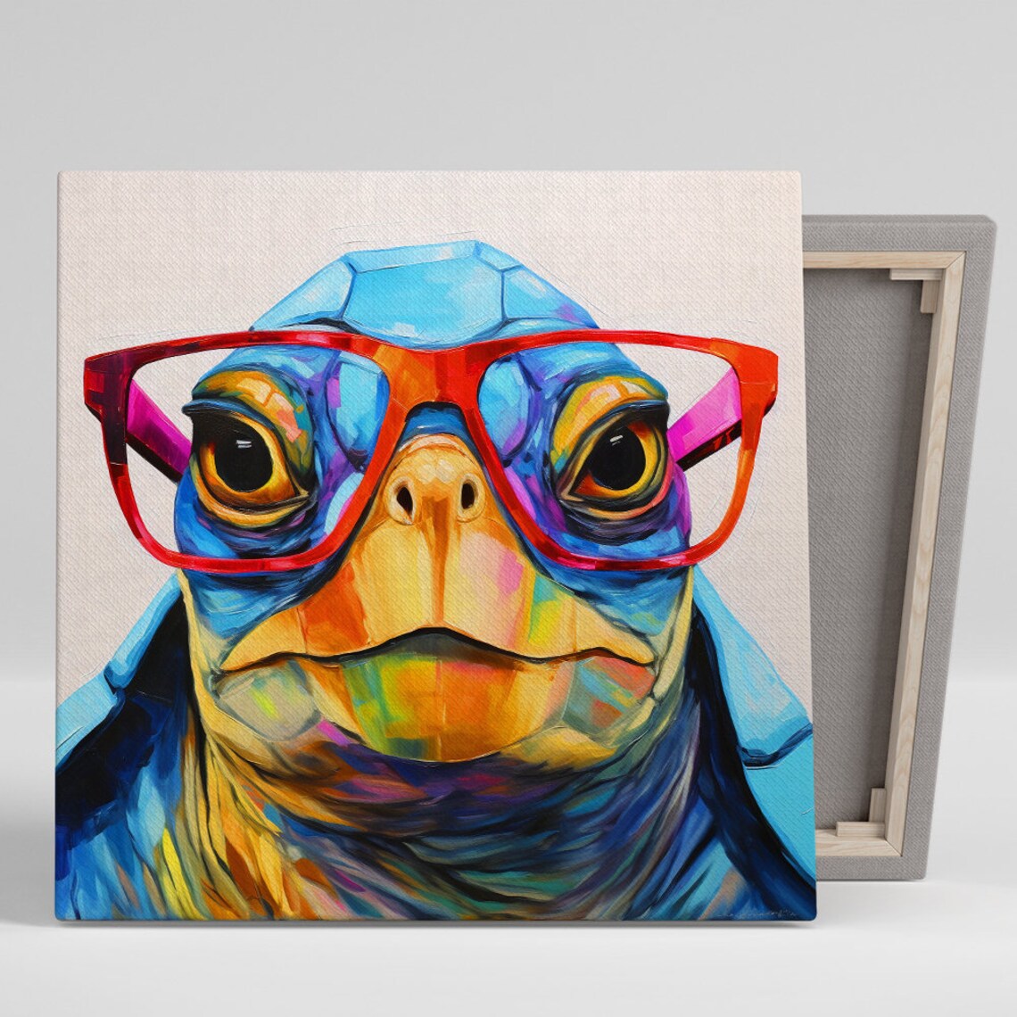 Spectacled Sea Turtle Splash Art Print, Whimsical