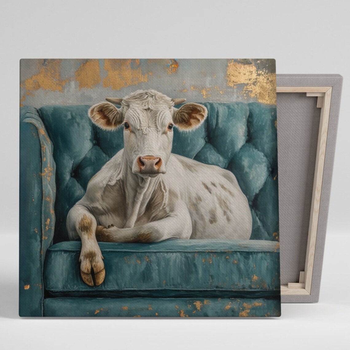 Whimsical Cow Art Print, Rustic Contemporary Decor