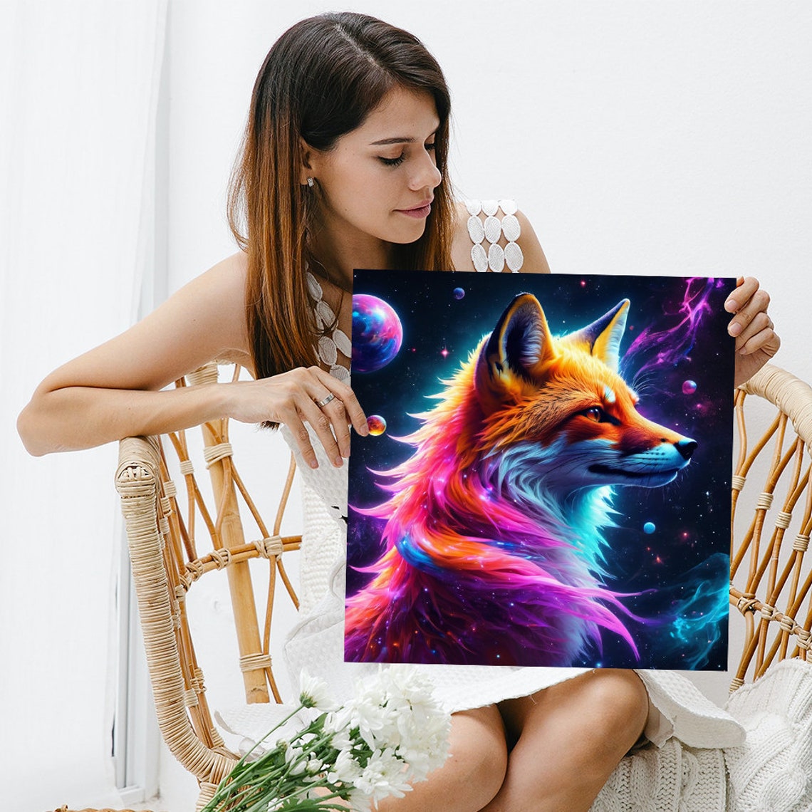 Cosmic Fox Galaxy Nebula Surreal Dreamlike Space Animal Poster - Image 3