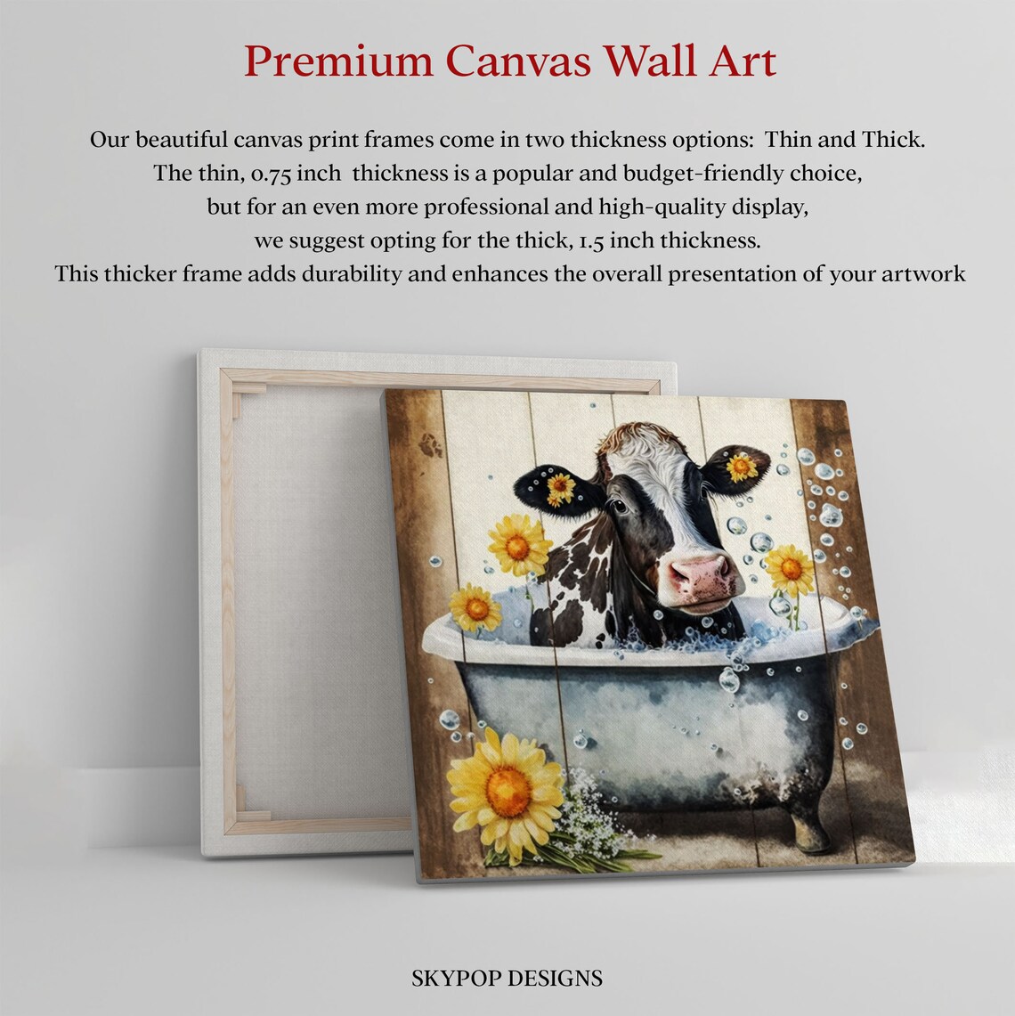 Cow in Bathtub Funny Bathroom Wall Art Print - Image 2