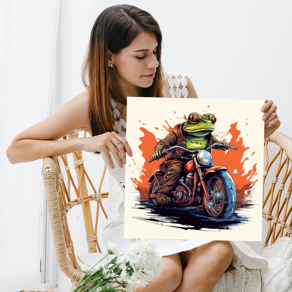 Whimsical Frog Biker Art Print, Game Room Decor - Image 3