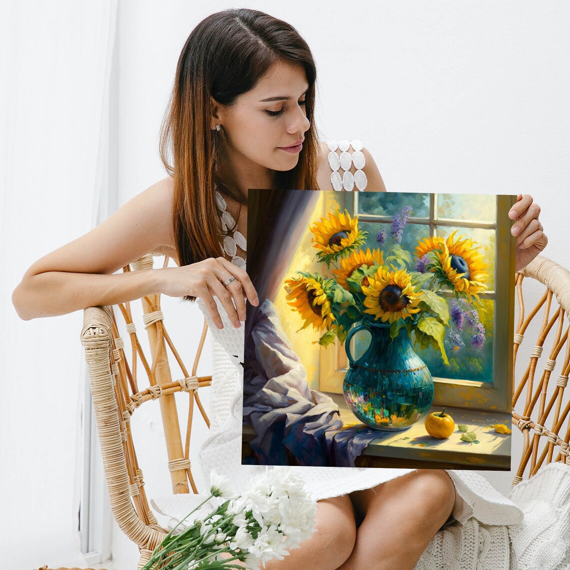Watercolor Sunflower Botanical Home Decor Art Print - Image 5