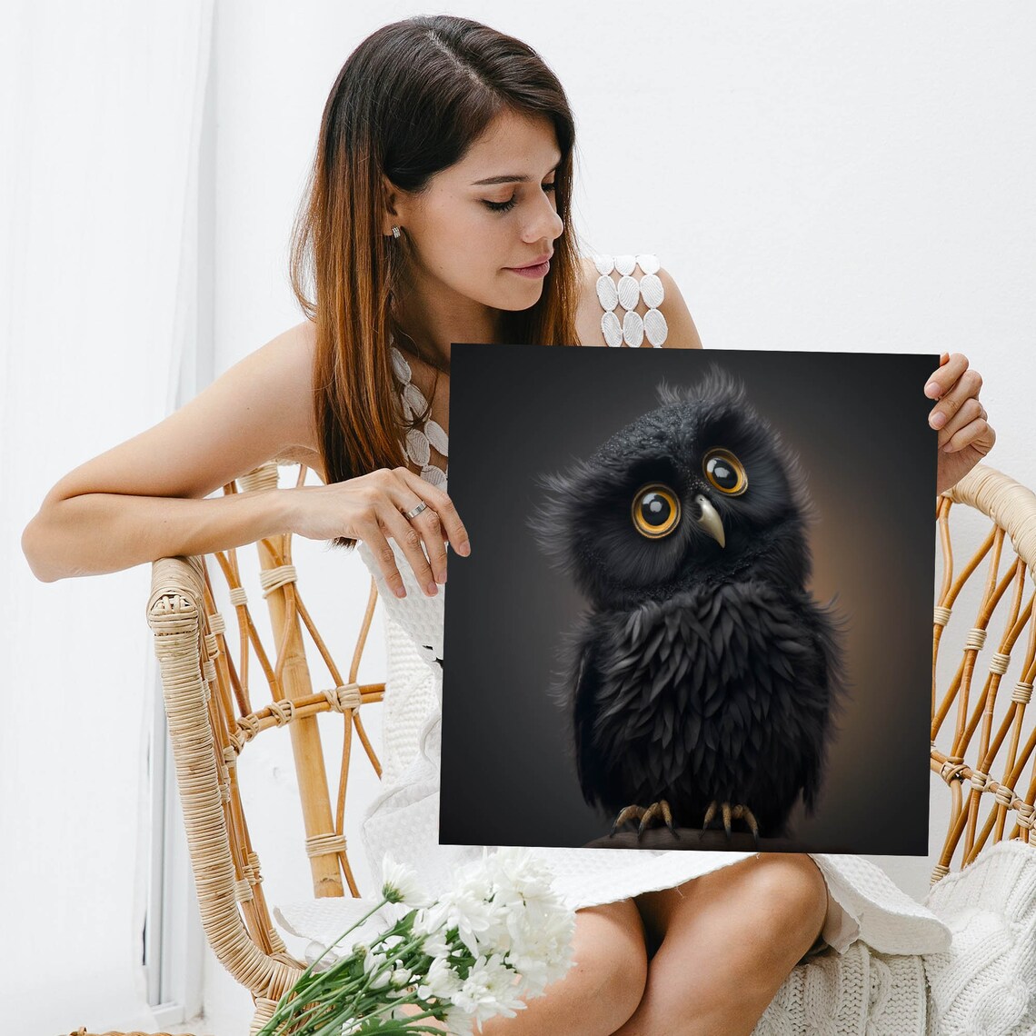 Black Owl Art Print, Night Owl Home Decor Poster - Image 3