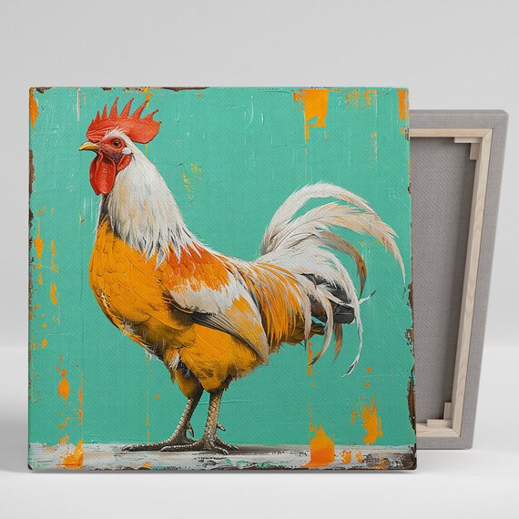 Rooster Sunrise Vintage Poster, Rustic Country Decor