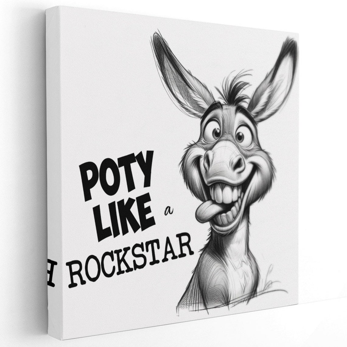 Poty Like A Rockstar Funny Cartoon Donkey Bathroom Humor Art Poster - Image 2