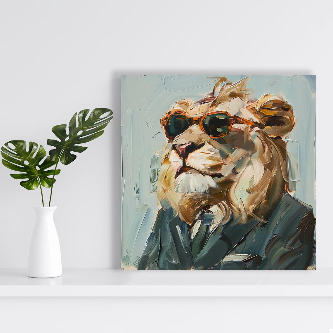 Dapper Lion Vision Sunglasses Suit Impressionist Boss Gentleman Wall Poster - Image 2