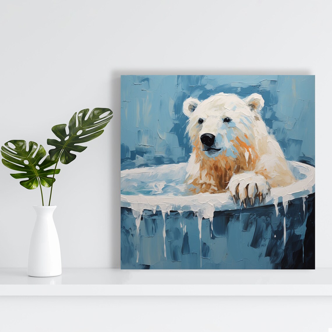 Polar Bear In Bathtub Art Print, Bathroom Decor - Image 4