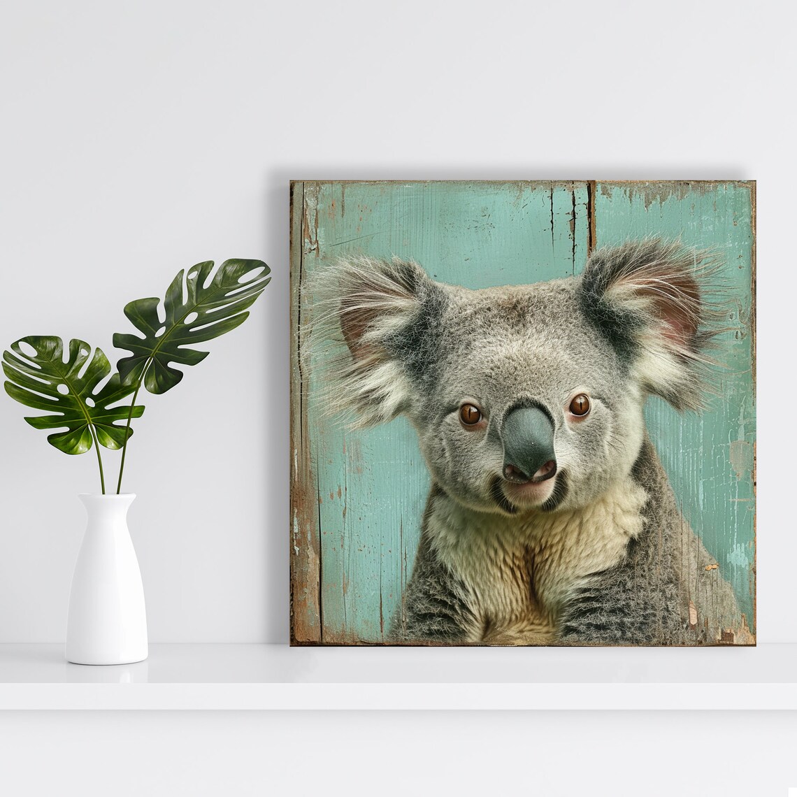 Curious Koala Whimsical Rustic Nursery Art Print - Image 2