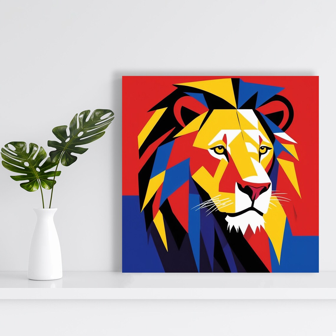Geometric Lion Pop Art Poster, Contemporary Decor - Image 2