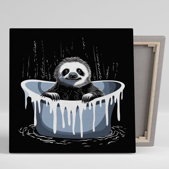 Bathing Sloth Delight, Modern Minimalist Poster